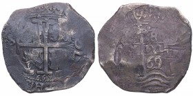 1669. Carlos II (1665-1700). Potosí. 8 Reales. Ag. 25,43 g. MBC-. Est.225.