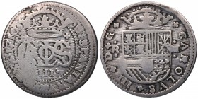 1710. Carlos III, Pretendiente. Barcelona. 2 Reales. Ag. 3,99 g. MBC-. Est.50.