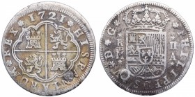 1721. Felipe V (1700-1746). Madrid. 2 Reales. Ag. 4,59 g. MBC-. Est.30.
