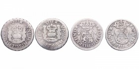 1748 y 1755. Fernando VI (1746-1759). México y Lima. Lote de dos monedas: 1/2 Real. Ag. BC+. Est.14.