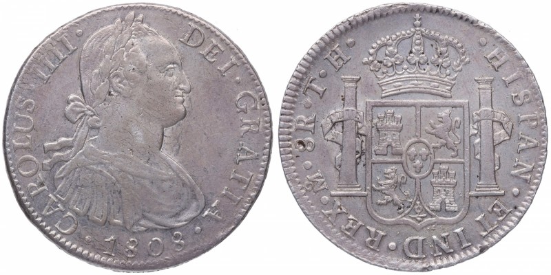 1808. Carlos IV (1788-1808). México. 8 Reales. TH. Cy 13983. Ag. 26,98 g. Carolu...