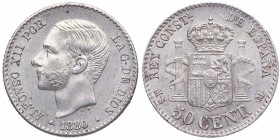 1880*80. Alfonso XII (1874-1885). Madrid. 50 céntimos. MSM. Cy 9402. Ag. 2,54 g. Bella. EBC+. Est.100.
