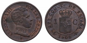 1906*06. Alfonso XIII (1886-1931). Madrid. 1 céntimo. SLV. Cy 17945. Ae. EBC+. Est.8.
