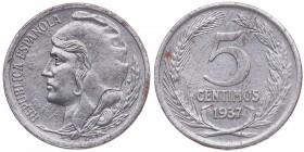 1937. II República (1931-1939). Castellón. 5 céntimos. Cy 11313. Fe. 3,90 g. EBC+. Est.8.