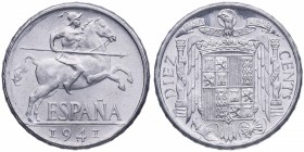 1941. Franco (1939-1975). Madrid. 10 céntimos. Cy 11302. Al. 1,88 g. Bellísima. SC. Est.40.