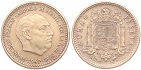 1947*48. Franco (1939-1975). 1 Peseta. Cu-Ni. 3,42 g. SC. Est.36.