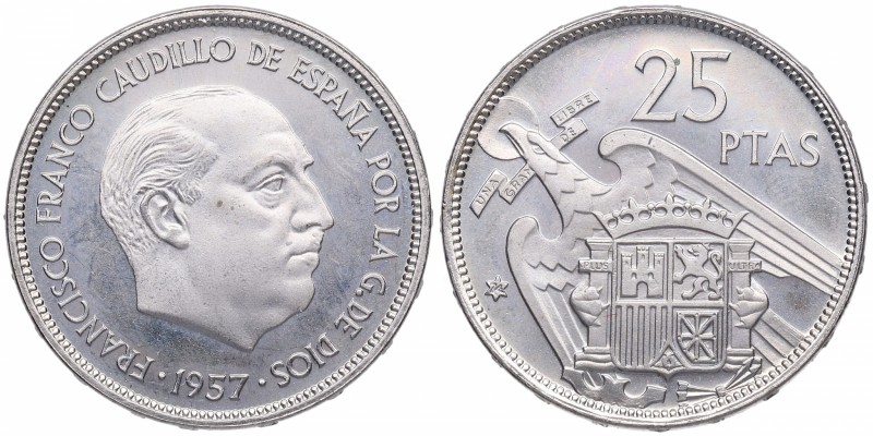 1957*74. Franco (1939-1975). 25 Pesetas. Cu-Ni. 8,54 g. SC. Est.16.