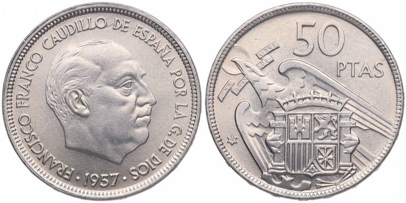 1957*67. Franco (1939-1975). 50 Pesetas. Cu-Ni. 12,57 g. "L.C.C.F.". SC. Est.10.