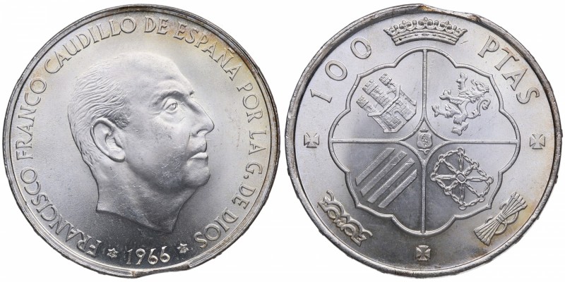 1966*68. Franco (1939-1975). Madrid. 100 pesetas. Cy 11402. Ag. 18,89 g. ERROR d...