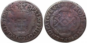 1697. Angola. Pedro II. 20 Reis. 15,23 g. Muy escasa. MBC. Est.150.