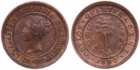 1880. Ceylan. 1/4 Cent. KM 90. Ae. 1,14 g. SC. Est.10.
