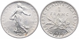 1919. Francia. 1 Franc. KM 844.1. Ag. 5,05 g. SC. Est.6.