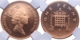 1985. Gran Bretaña. 1 penny. Cu. Encapsulada en NGC PF 68 RD ULTRA CAMEO. PROOF. Est.30.