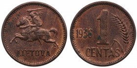 1936. Lituania. 1 Centas. KM 79. Ae. 1,91 g. EBC+. Est.20.