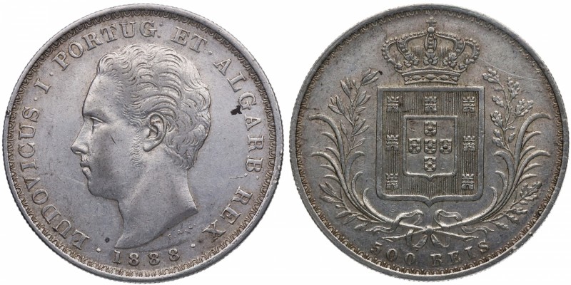 1888. Portugal. 500 REIS. KM 509. Ag. 12,49 g. EBC. Est.50.