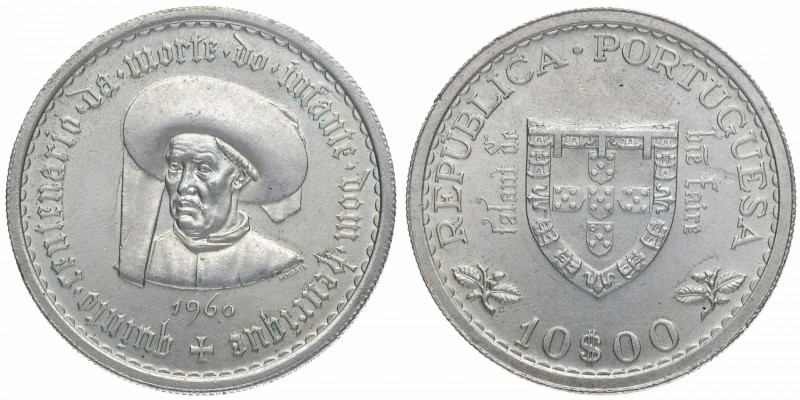 1960. Portugal. 10 escudos. KM 588. Ag. 12,58 g. SC. Est.70.