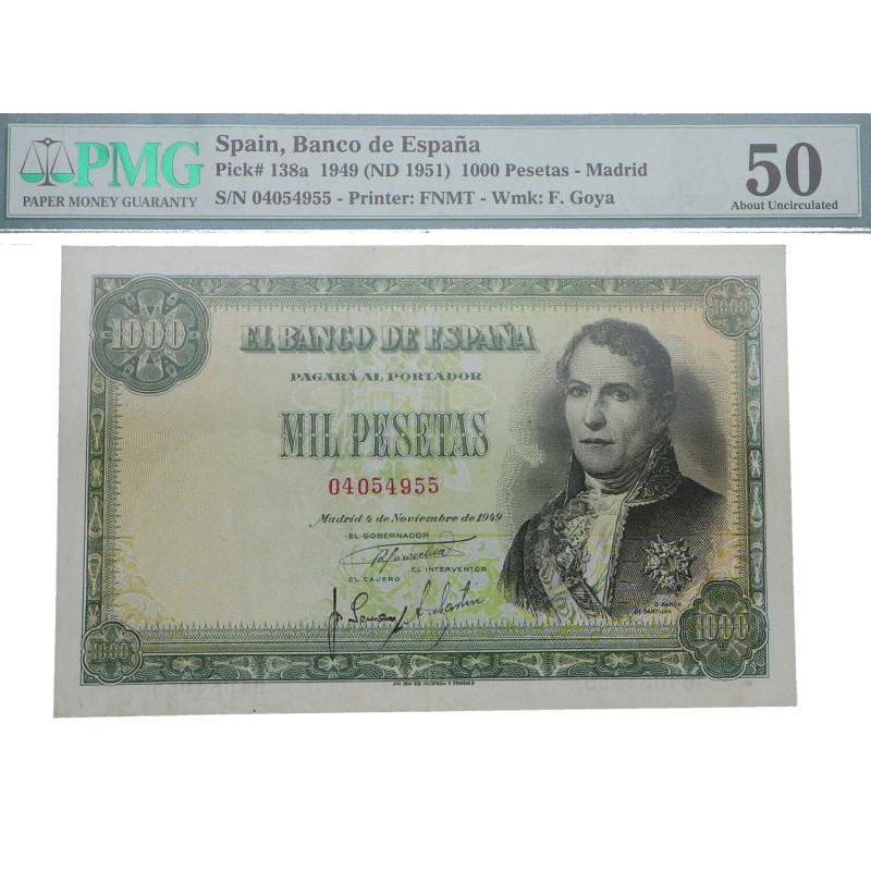 1949. Franco (1939-1975). Ramón de Santillán. 1000 pesetas. Ed-144. Doblez centr...