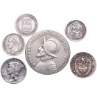 1993. Venezuela. Lote de 6 monedas de plata: Venezuela (dos); USA (una); Perú (una); Panamá (dos). MBC- a MBC+. Est.10.
