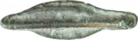(550-500 a.C.). Tracia. Apolonia Póntica. Moneda de bronce en forma de punta de flecha. (S. falta) (CNG. III, 1327). 3,96 g. MBC+.