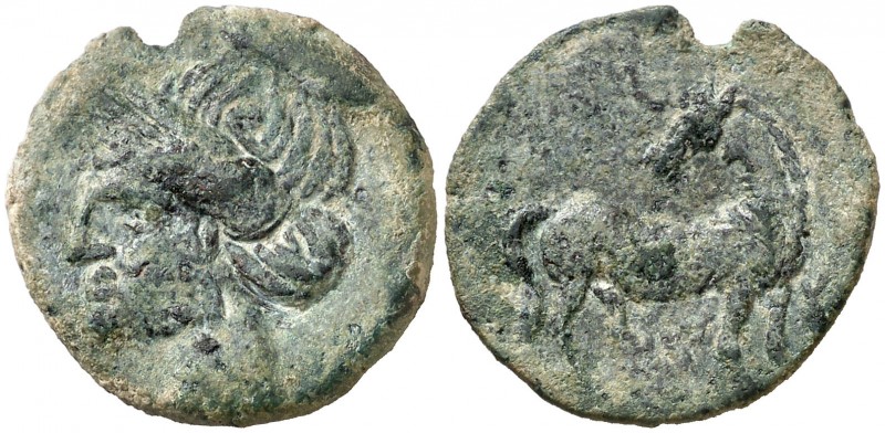 (s. III-II a.C.). Zeugitana. Cartago. AE 21. (S. 6512 var). 4,48 g. Muesca en ca...
