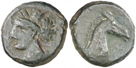 (300-260 a.C.). Incierta Sículo-Púnica. AE 20. (S. 6525 var, como de Cartago) (CNG. II, 1671). 5,65 g. MBC.
