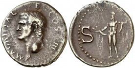 (37-41 d.C.). Agripa. As. (Spink 1812) (Co. 3) (RIC. 58, de Calígula). 10,09 g. MBC-.