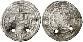 AH 407. Califas Hammudíes. Ali ibn Hammud. Medina Ceuta. Dirhem. (V. 730) (Prieto 62a). 3,09 g. Dos agujeros de época. Rara. (MBC-).