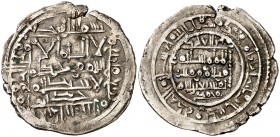 AH 404. Príncipes independientes del final del Califato. Hodair, a nombre de Suleiman al-Mostain. Al Andalus. Dirhem. (V. 790 var) (Prieto 21b var). 3...