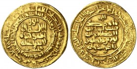 AH 370. Samánidas de Transoxiana. Nuh III ibn Mansur. Nishapur. Dinar. (S.Album 1468). 4,79 g. MBC.