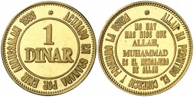 1993. Jetón moderno. 1 dinar. 4,32 g. AU. Acuñada en Granada por el "emir" Abdussalam. S/C.