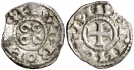 Vescomtat de Narbona. Berenguer (1019-1067). Narbona. Diner. (Cru.V.S. 157) (Cru.C.G. 2022). 1,05 g. Cospel faltado. Grietas. Rara. (MBC).