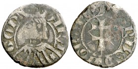 Pere III (1336-1387). Aragón. Dinero jaqués. (Cru.V.S. 463.1) (Cru.C.G. 2276a). 0,98 g. Ex Colección Berceo 15/12/1998, nº 105. Rara. BC+.