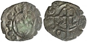 Maria y Martí el Jove de Sicília (1395-1402). Sicília. Diner. (Cru.V.S. 730 var) (Cru.C.G. 2868b). 0,45 g. Escasa. BC+/MBC-.