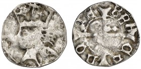 Alfons IV (1416-1458). Barcelona. Terç de croat. (Cru.V.S. falta) (Badia 523) (Cru.C.G. falta). 0,60 g. Rara. (MBC-).