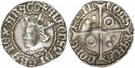 Alfons IV (1416-1458). Perpinyà. Croat. (Cru.V.S. 825.13 var) (Cru.C.G. 2868g). 3,08 g. Rayas en la cara. Golpe en anverso. Ex Áureo & Calicó 20/05/20...