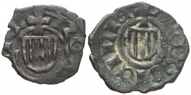 Joan II (1458-1479). Sicília. (Cru.V.S. 984) (Cru.C.G. 3023). Lote de 2 dineros con armas catalanas entre I-I. MBC-/MBC.