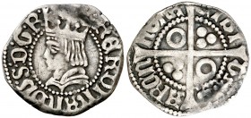 Ferran II (1479-1516). Barcelona. Mig croat. (Cru.V.S. 1143.1 var) (Badia falta) (Cru.C.G. 3076b var). 1,38 g. Ex Áureo 20/01/1998, nº 718. MBC.