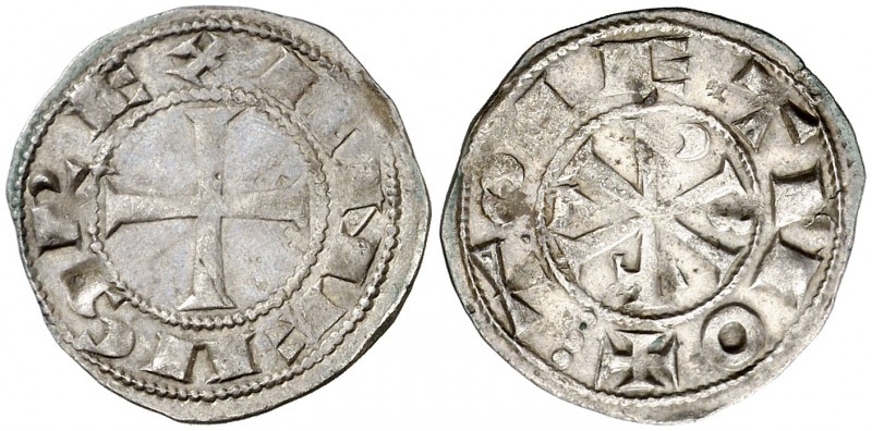 Alfonso VI (1073-1109). Toledo. Dinero. (AB. 5 var) (M.M. A6:10.9). 0,98 g. MBC.