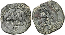Reyes Católicos. Coruña. 2 maravedís. (AC. 76). 3,81 g. Rara. MBC-/MBC.