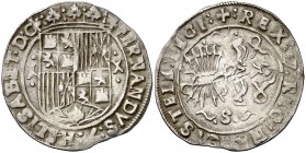Reyes Católicos. Sevilla. 1 real. (AC. 426). 3,31 g. Rayita en reverso. MBC.