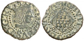 s/d. Felipe II. Girona. 1 diner. (AC. 2) (Cru.C.G. 3738). 0,73 g. Busto a derecha. Atractiva. Escasa así. EBC-.