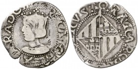s/d. Carlos I. Mallorca. 1 ral. (AC. 65) (Cru.C.G. 4128). 1,66 g. Leyendas de anverso y reverso parcialmente intercambiadas. Ex Áureo & Calicó 19/10/2...
