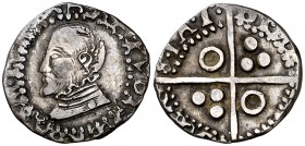 s/d. Felipe II. Barcelona. 1/2 croat. 1,40 g. Falsa de época muy curiosa. Ex Áureo & Calicó 04/07/2018, nº 1268. Rara. (MBC).