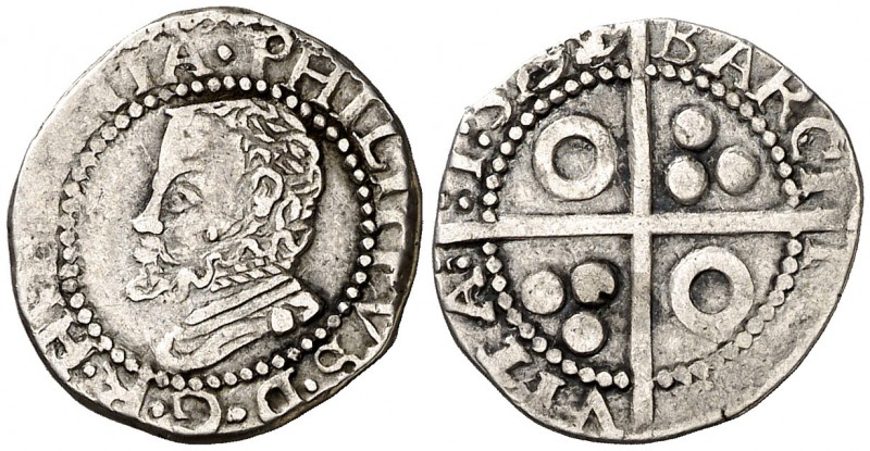 1596. Felipe II. Barcelona. 1/2 croat. (AC. 111) (Badia falta) (Cru.C.G. falta)....