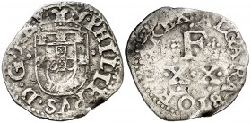 s/d. Felipe II. Lisboa. 20 reis. (Vti. 1539) (Gomes 01.14 var) (Kr. 15). 1,36 g. MBC-.