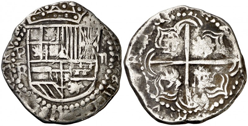 s/d (1574-1576). Felipe II. Potosí. R (Rincón). 2 reales. (AC. 364). 6,72 g. Rar...