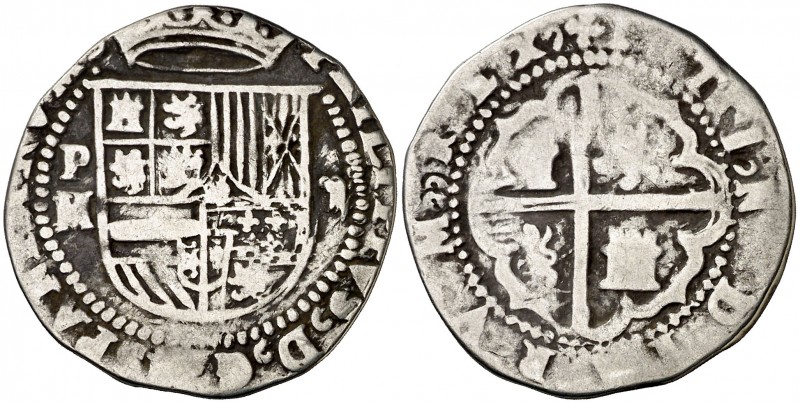 s/d (1576-1577). Felipe II. Potosí. M. 2 reales. (AC. 365). 6,20 g. Ensayador y ...