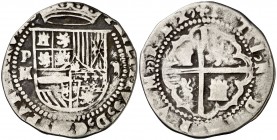 s/d (1576-1577). Felipe II. Potosí. M. 2 reales. (AC. 365). 6,20 g. Ensayador y ceca a izquierda. Rara. MBC-/BC+.