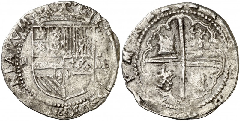 s/d (1576-1577). Felipe II. Potosí. M. 2 reales. (AC. 365). 6,48 g. Ensayador y ...