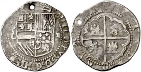 s/d (1578-1582). Felipe II. Potosí. L. 2 reales. (AC. 367). 6,60 g. Perforación. Rara. (MBC-).